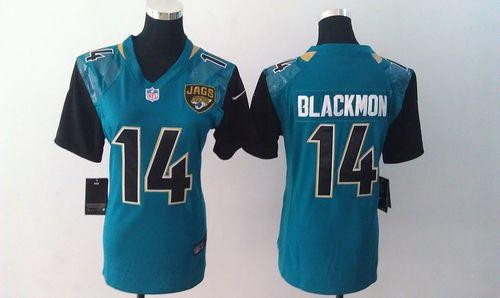 Nike Jaguars #14 Justin Blackmon Teal Green Alternate Women's Nike Jaguars #14 Justin Blackmon Teal Green Alternate Women's