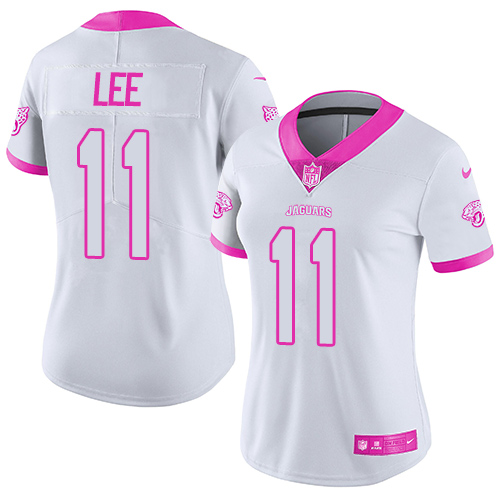 Nike Jaguars #11 Marqise Lee White Pink Women's Stitched NFL Limited Rush Fashion Jersey Nike Jaguars #11 Marqise Lee White Pink Women's Stitched NFL Limited Rush Fashion Jersey