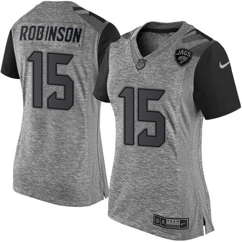 Nike Jaguars #15 Allen Robinson Gray Women's Stitched NFL Limited Gridiron Gray Jersey Nike Jaguars #15 Allen Robinson Gray Women's Stitched NFL Limited Gridiron Gray Jersey