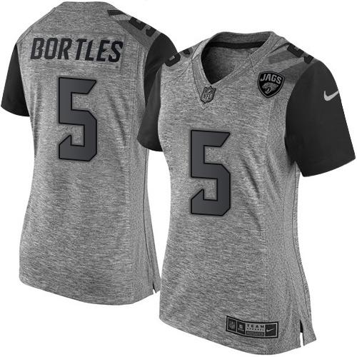 Nike Jaguars #5 Blake Bortles Gray Women's Stitched NFL Limited Gridiron Gray Jersey Nike Jaguars #5 Blake Bortles Gray Women's Stitched NFL Limited Gridiron Gray Jersey