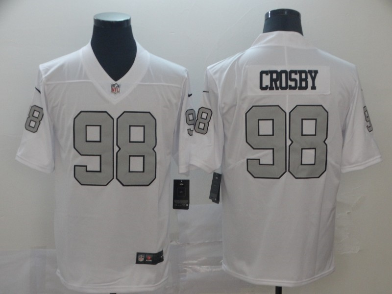 Women's Las Vegas Raiders #98 Maxx Crosby White Color Rush Limited Stitched Jersey(Run Small) Women's Las Vegas Raiders #98 Maxx Crosby White Color Rush Limited Stitched Jersey(Run Small)