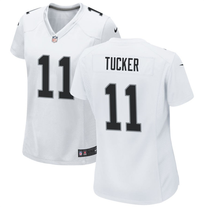 Women's Las Vegas Raiders #11 Tre Tucker White Stitched Jersey(Run Small) Women's Las Vegas Raiders #11 Tre Tucker White Stitched Jersey(Run Small)