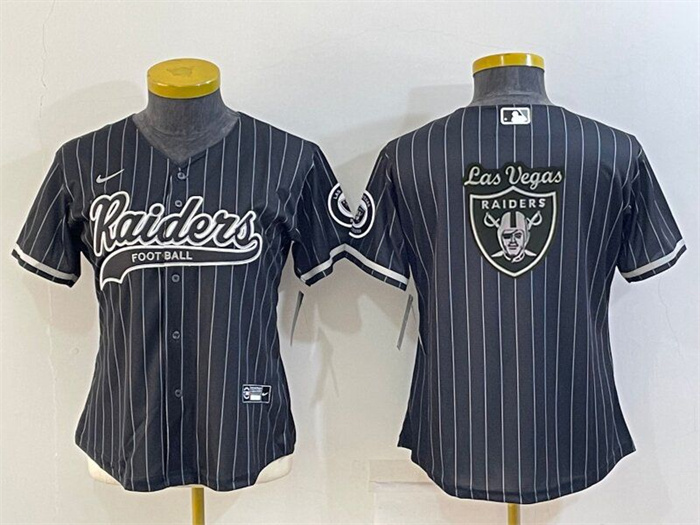 Women's Las Vegas Raiders Black Team Big Logo With Patch Cool Base Stitched Baseball Jersey(Run Small)s Women's Las Vegas Raiders Black Team Big Logo With Patch Cool Base Stitched Baseball Jersey(Run Small)s
