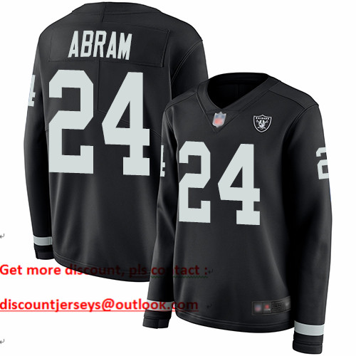 Raiders #24 Johnathan Abram Black Team Color Women's Stitched Football Limited Therma Long Sleeve Jersey Raiders #24 Johnathan Abram Black Team Color Women's Stitched Football Limited Therma Long Sleeve Jersey