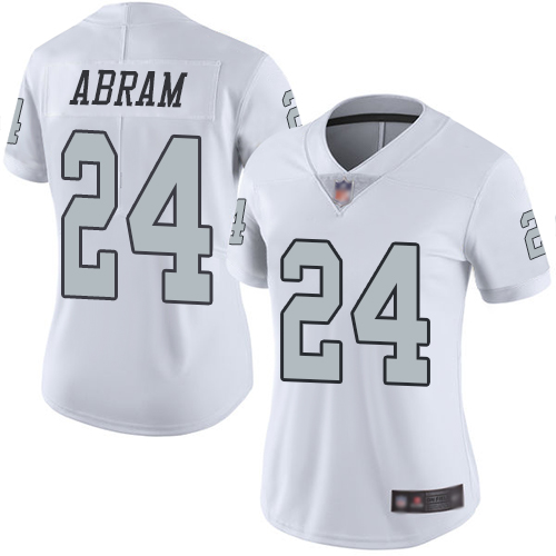 Raiders #24 Johnathan Abram White Women's Stitched Football Limited Rush Jersey Raiders #24 Johnathan Abram White Women's Stitched Football Limited Rush Jersey
