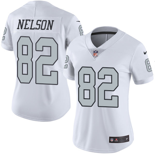 Nike Raiders #82 Jordy Nelson White Women's Stitched NFL Limited Rush Jersey Nike Raiders #82 Jordy Nelson White Women's Stitched NFL Limited Rush Jersey