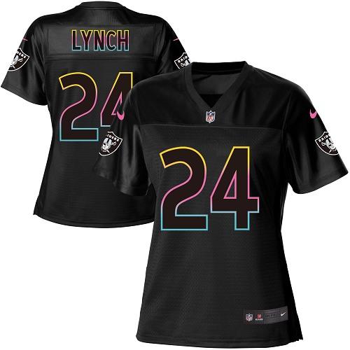Nike Raiders #24 Marshawn Lynch Black Women's NFL Fashion Game Jersey Nike Raiders #24 Marshawn Lynch Black Women's NFL Fashion Game Jersey