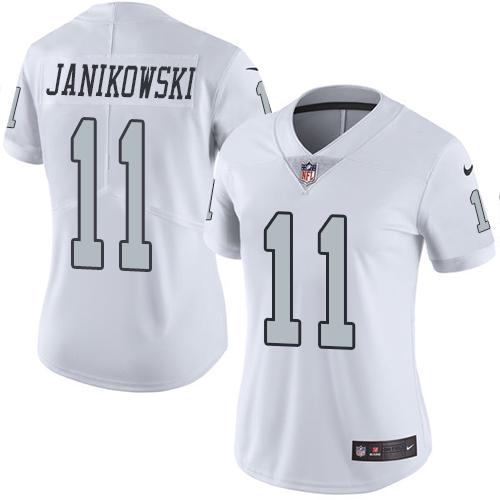 Nike Raiders #11 Sebastian Janikowski White Women's Stitched NFL Limited Rush Jersey Nike Raiders #11 Sebastian Janikowski White Women's Stitched NFL Limited Rush Jersey