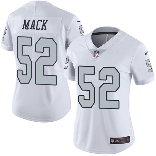 Nike Raiders #52 Khalil Mack White Women's Stitched NFL Limited Rush Jersey Nike Raiders #52 Khalil Mack White Women's Stitched NFL Limited Rush Jersey