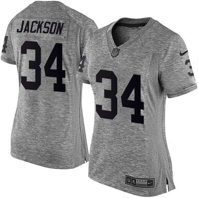 Nike Raiders #34 Bo Jackson Gray Women's Stitched NFL Limited Gridiron Gray Jersey Nike Raiders #34 Bo Jackson Gray Women's Stitched NFL Limited Gridiron Gray Jersey