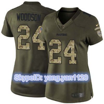 Nike Raiders #24 Charles Woodson Green Women's Stitched NFL Limited Salute to Service Jersey Nike Raiders #24 Charles Woodson Green Women's Stitched NFL Limited Salute to Service Jersey