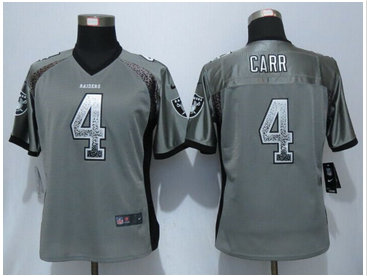 Women Nike Raiders #4 Derek Carr Drift Fashion Grey Elite Jerseys
