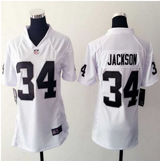 Women New Raiders #34 Bo Jackson White Stitched NFL Elite Jersey Women New Raiders #34 Bo Jackson White Stitched NFL Elite Jersey
