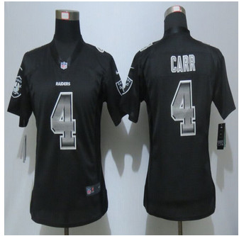 Women New new Oakland Raiders #4 Derek Carr Black Strobe Elite Jersey Women New new Oakland Raiders #4 Derek Carr Black Strobe Elite Jersey