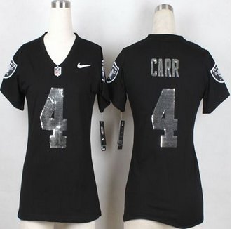 Women NEW Oakland Raiders #4 Derek Carr Black Team Color Stitched NFL Elite Handwork Sequin Lettering Jersey Women NEW Oakland Raiders #4 Derek Carr Black Team Color Stitched NFL Elite Handwork Sequin Lettering Jersey