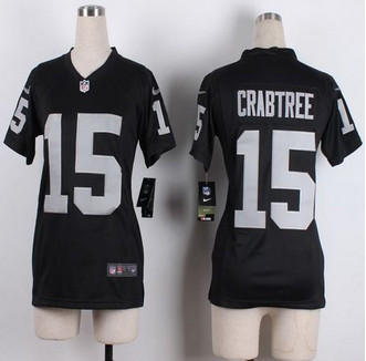 Women Nike Raiders #15 Michael Crabtree Black Team Color Stitched NFL Elite jersey Women Nike Raiders #15 Michael Crabtree Black Team Color Stitched NFL Elite jersey