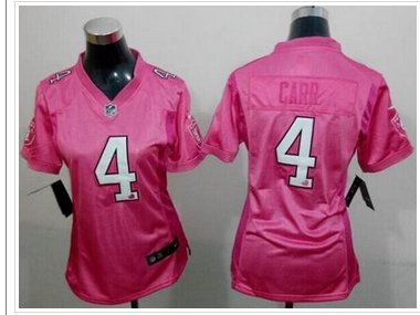 Women's Nike Oakland Raiders #4 Derek Carr Pink Be Luv'd Stitched New Elite Jersey Women's Nike Oakland Raiders #4 Derek Carr Pink Be Luv'd Stitched New Elite Jersey