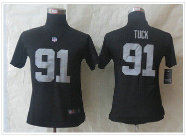 Women New Oakland Raiders #91 Justin Tuck Black Jerseys Women New Oakland Raiders #91 Justin Tuck Black Jerseys