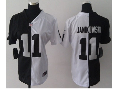 NEW Womens Oakland Raiders #11 Sebastian Janikowski white-black jerseys(Elite split) NEW Womens Oakland Raiders #11 Sebastian Janikowski white-black jerseys(Elite split)