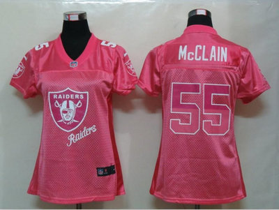 NEW Womens Oakland Raiders 55 McClain Pink Jerseys NEW Womens Oakland Raiders 55 McClain Pink Jerseys