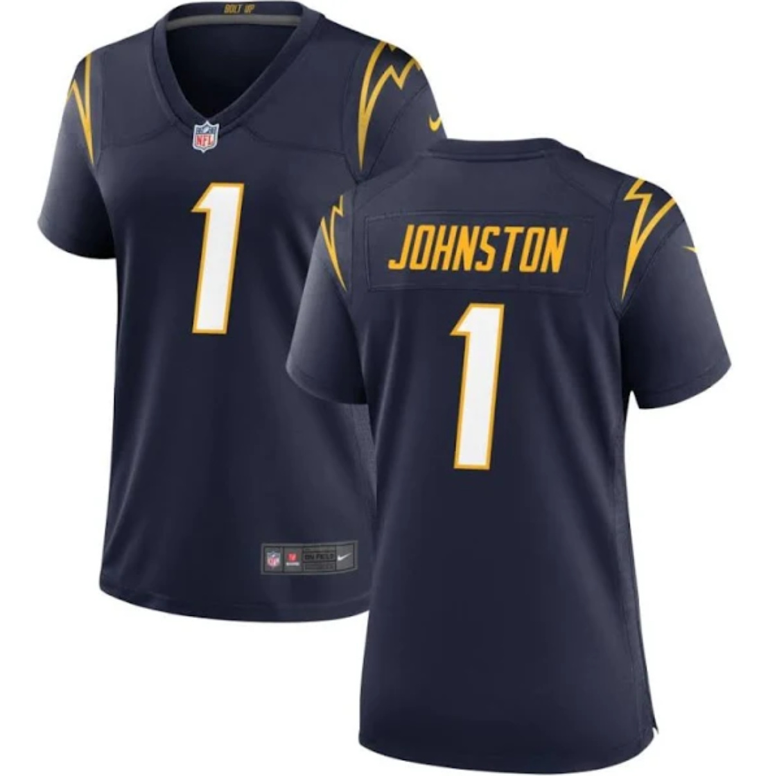 Women's Los Angeles Chargers #1 Quentin Johnston Navy Stitched Game Jersey(Run Small) Women's Los Angeles Chargers #1 Quentin Johnston Navy Stitched Game Jersey(Run Small)
