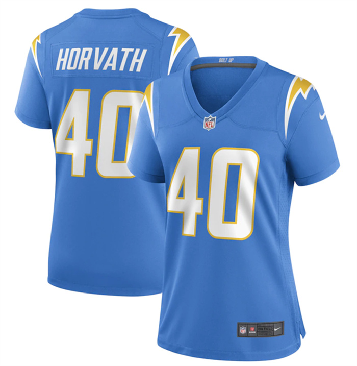 Women's Los Angeles Chargers #40 Zander Horvath Blue Stitched Game Jersey(Run Small) Women's Los Angeles Chargers #40 Zander Horvath Blue Stitched Game Jersey(Run Small)