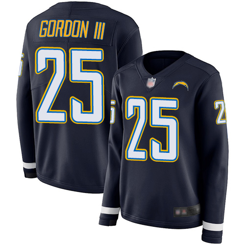 Chargers #25 Melvin Gordon III Navy Blue Team Color Women's Stitched Football Limited Therma Long Sleeve Jersey Chargers #25 Melvin Gordon III Navy Blue Team Color Women's Stitched Football Limited Therma Long Sleeve Jersey