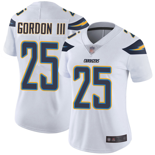 Chargers #25 Melvin Gordon III White Women's Stitched Football Vapor Untouchable Limited Jersey Chargers #25 Melvin Gordon III White Women's Stitched Football Vapor Untouchable Limited Jersey