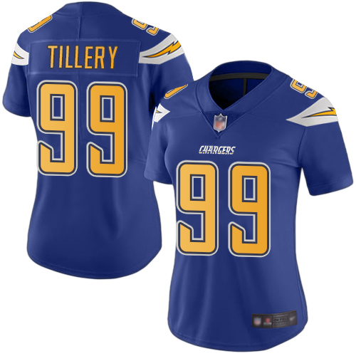 Chargers #99 Jerry Tillery Electric Blue Women's Stitched Football Limited Rush Jersey Chargers #99 Jerry Tillery Electric Blue Women's Stitched Football Limited Rush Jersey
