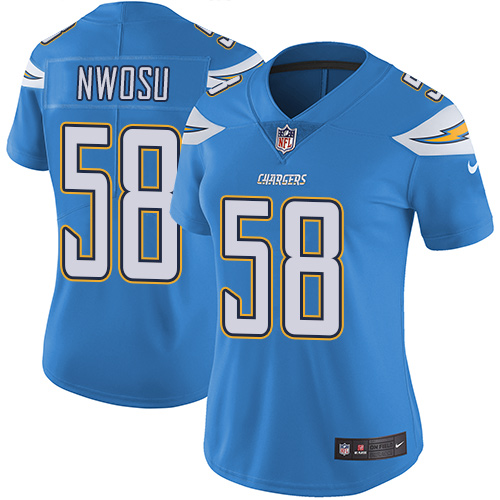 Nike Chargers #58 Uchenna Nwosu Electric Blue Alternate Women's Stitched NFL Vapor Untouchable Limited Jersey Nike Chargers #58 Uchenna Nwosu Electric Blue Alternate Women's Stitched NFL Vapor Untouchable Limited Jersey