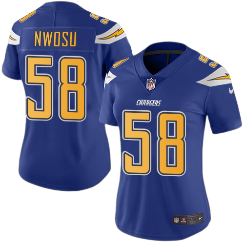 Nike Chargers #58 Uchenna Nwosu Electric Blue Women's Stitched NFL Limited Rush Jersey Nike Chargers #58 Uchenna Nwosu Electric Blue Women's Stitched NFL Limited Rush Jersey
