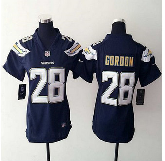 Women NEW Chargers #28 Melvin Gordon Navy Blue Team Color Stitched NFL New Elite Jersey