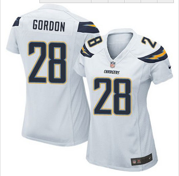 Women NEW Chargers #28 Melvin Gordon White Stitched NFL New Elite Jersey