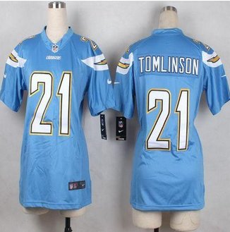 Women New Chargers #21 LaDainian Tomlinson Electric Blue Alternate Stitched NFL New Elite Jersey
