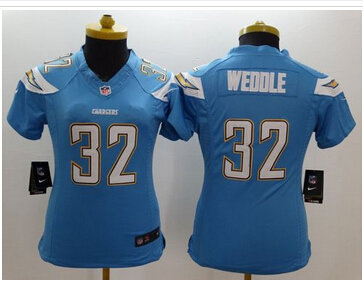 Women's NEW Chargers #32 Eric Weddle Electric Blue Alternate NFL New Limited Jersey