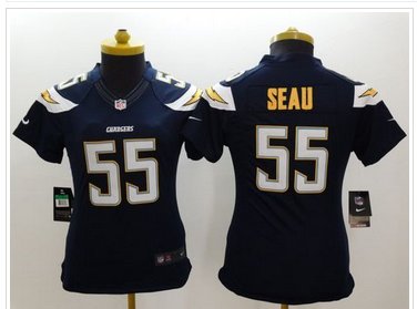 Women's NEW Chargers #55 Junior Seau Navy Blue Team Color NFL New Limited Jersey