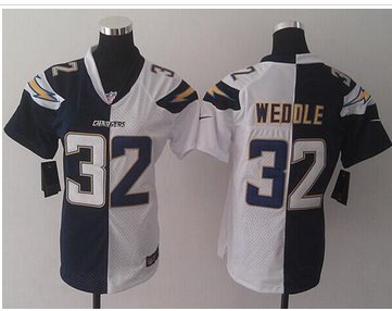 Women's New Chargers #32 Eric Weddle Navy Blue-White NFL Elite Split Jersey Women's New Chargers #32 Eric Weddle Navy Blue-White NFL Elite Split Jersey