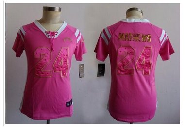 Women's NEW Chargers #24 Ryan Mathews Pink NFL Elite Draft Him Shimmer Jersey
