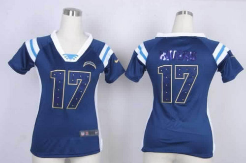 San Diego Chargers 17 Philip Rivers Womens Draft Him Shimmer V-Neck T-Shirt - Navy Blue San Diego Chargers 17 Philip Rivers Womens Draft Him Shimmer V-Neck T-Shirt - Navy Blue
