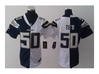 NEW women nfl jerseys san diego chargers #50 manti teo white-blue(Elite split) NEW women nfl jerseys san diego chargers #50 manti teo white-blue(Elite split)