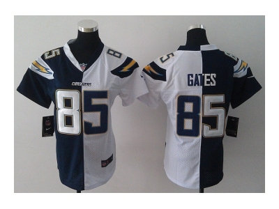 NEW Women San Diego Chargers #85 Antonio Gates white-blue(Elite split) NEW Women San Diego Chargers #85 Antonio Gates white-blue(Elite split)