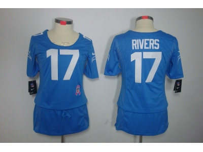 Womens NEW San Diego Chargers 17# Philip Rivers Elite breast Cancer Awareness Blue Jerseys Womens NEW San Diego Chargers 17# Philip Rivers Elite breast Cancer Awareness Blue Jerseys