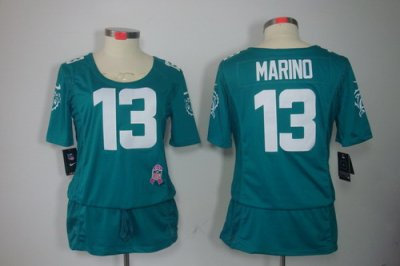 Womens NEW Miami Dolphins 13 Marino breast Cancer Awareness Green Jerseys Womens NEW Miami Dolphins 13 Marino breast Cancer Awareness Green Jerseys