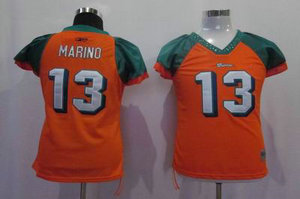 Women miami dolphins 13 marino orange color jersey Women miami dolphins 13 marino orange color jersey
