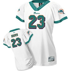 Miami Dolphins #23 Brown white women jerseys Miami Dolphins #23 Brown white women jerseys