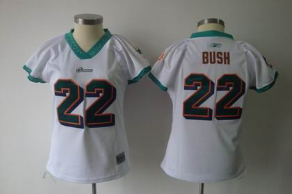 Women miami dolphins 22 bush white jersey Women miami dolphins 22 bush white jersey