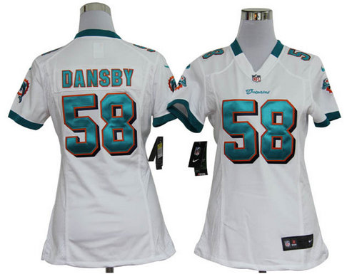 Women Nike Miami Dolphins 58 Karlos Dansby White Jerseys Women Nike Miami Dolphins 58 Karlos Dansby White Jerseys