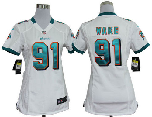Women Nike Miami Dolphins 91 Cameron Wake White Jerseys Women Nike Miami Dolphins 91 Cameron Wake White Jerseys