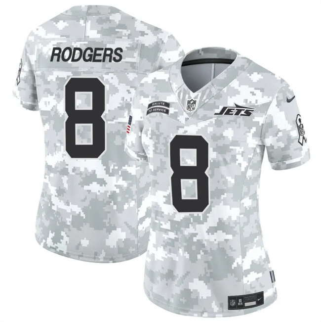Women's New York Jets #8 Aaron Rodgers 2024 F.U.S.E Arctic Camo Salute To Service Limited Stitched Jersey(Run Small) Women's New York Jets #8 Aaron Rodgers 2024 F.U.S.E Arctic Camo Salute To Service Limited Stitched Jersey(Run Small)