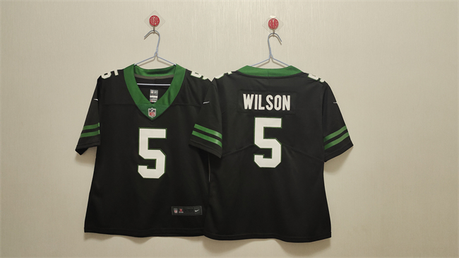 Women's New York Jets #5 Garrett Wilson Black Vapor Stitched Jersey(Run Small) Women's New York Jets #5 Garrett Wilson Black Vapor Stitched Jersey(Run Small)